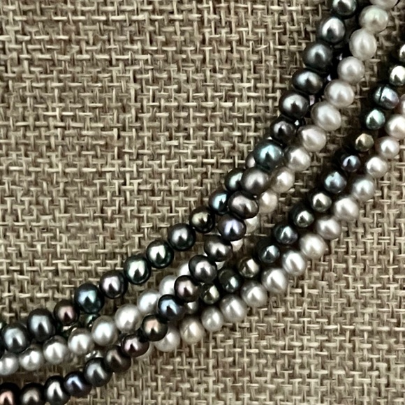 Silpada Necklace, 5 Strand Silver and Iridescent Purple Freshwater Pearl 16 in+ - Picture 4 of 8